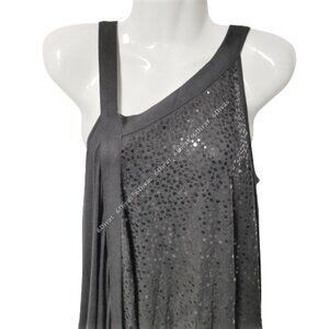 BLACK flowing asymmetrical tunic sequin dress - size S size M